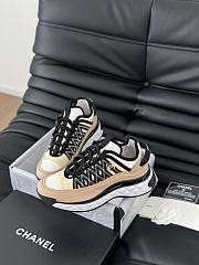 Chanel Sneakers Silk Cowhide Tarps Black Beige  - 1