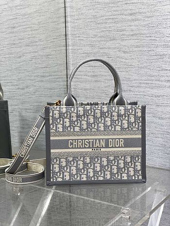 Dior Small Book Tote Grey Oblique 26.5x22x14cm