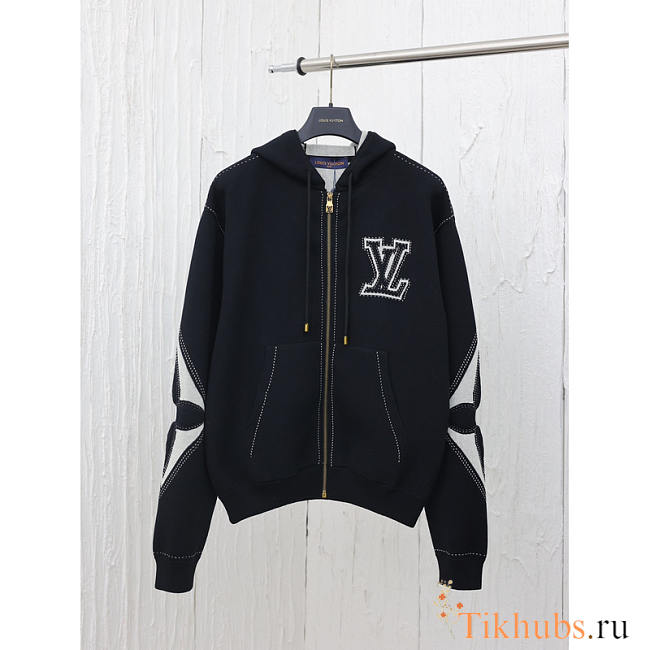 Louis Vuitton LV Graphic Zipped Cotton Hoodie Black - 1