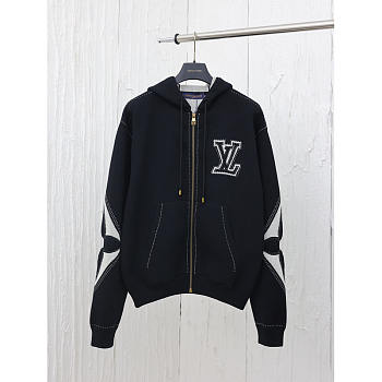 Louis Vuitton LV Graphic Zipped Cotton Hoodie Black