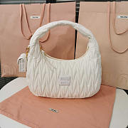 Miu Miu Wander Leather Half-moon Bag White 28x14x9cm - 1