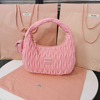 Miu Miu Wander Leather Half-moon Bag Pink 28x14x9cm