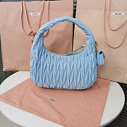 Miu Miu Wander Leather Half-moon Bag Blue 28x14x9cm - 4