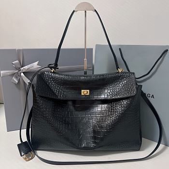 Balenciaga Rodeo Large Handbag Black Crocodile 40x30x13cm