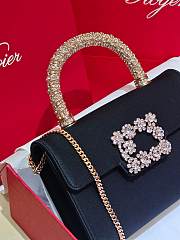 Roger Vivier Jewel Efflorescence Mini Bag Satin Black 19x13x4cm - 4