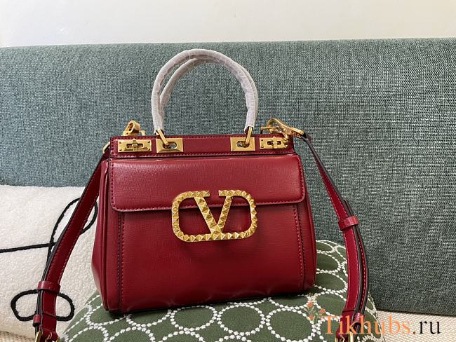 Valentino Garavani Alcove Top Handle Leather Red 23x20x6cm - 1