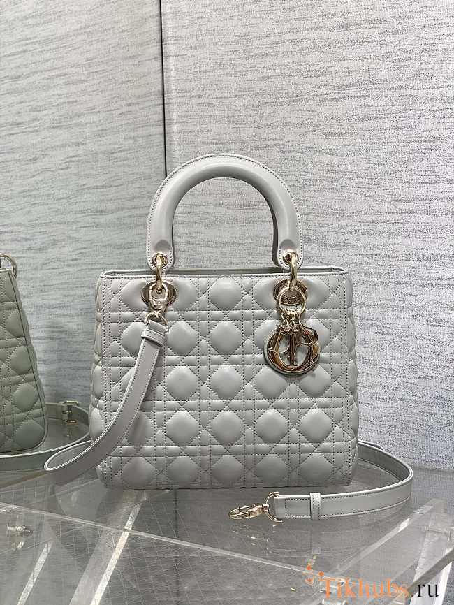 Dior Medium Lady Bag Cloud Gray Lambskin 24cm - 1