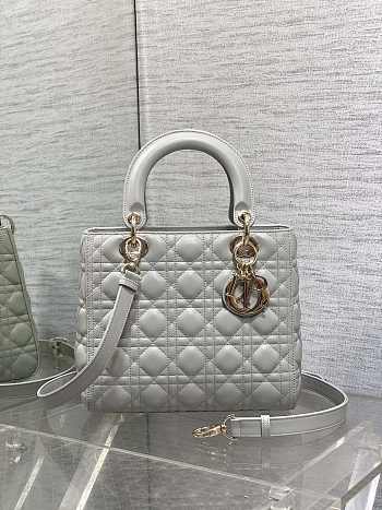 Dior Medium Lady Bag Cloud Gray Lambskin 24cm