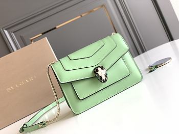 Bvlgari Serpenti Leather Crossbody Bag Green 19x13x7cm