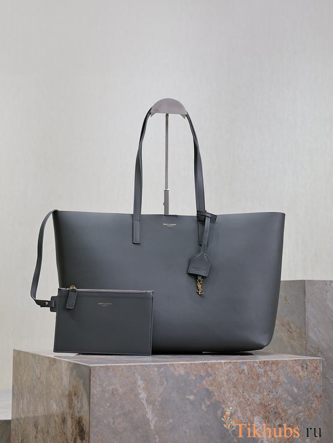 YSL Shopping Bag Supple Leather Grey 37x28x13cm - 1