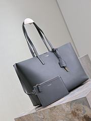 YSL Shopping Bag Supple Leather Grey 37x28x13cm - 4