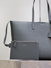 YSL Shopping Bag Supple Leather Grey 37x28x13cm - 3