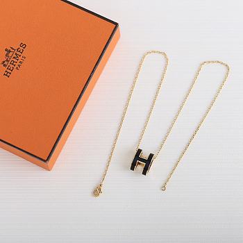 Hermes Black Gold Necklace 