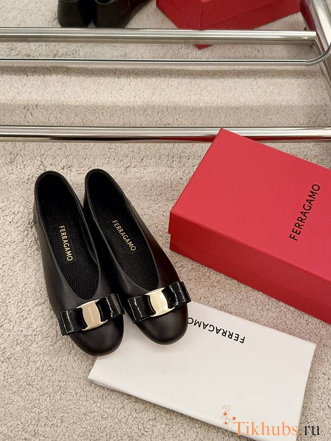 Ferragamo Black Ballerina Flat - 1