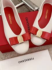 Ferragamo White Red Ballerina Flat - 4