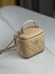 Chanel Mini Top Handle Vanity Beige Lambskin 11x8.5x7cm - 6