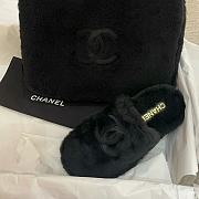 Chanel Black Fur Slides - 5