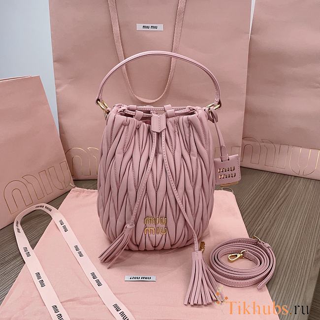 Miu Miu Drawstring Bucket Pink Bag 20x18x14cm - 1