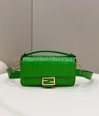 Fendi Baguette Green Leather Bag 27x5x15cm