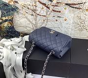 Chanel Flap Bag Navy Blue Silver Caviar 20cm - 2