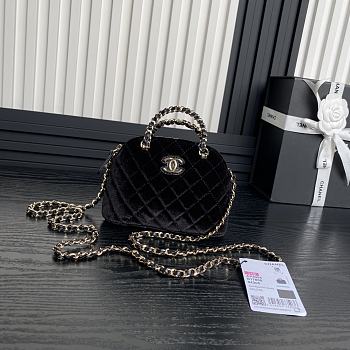 Chanel Clutch Strap Black Velvet Bag 16x11x5.5cm