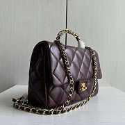 Chanel Flap Bag Top Handle Wine Lambskin 25cm - 4