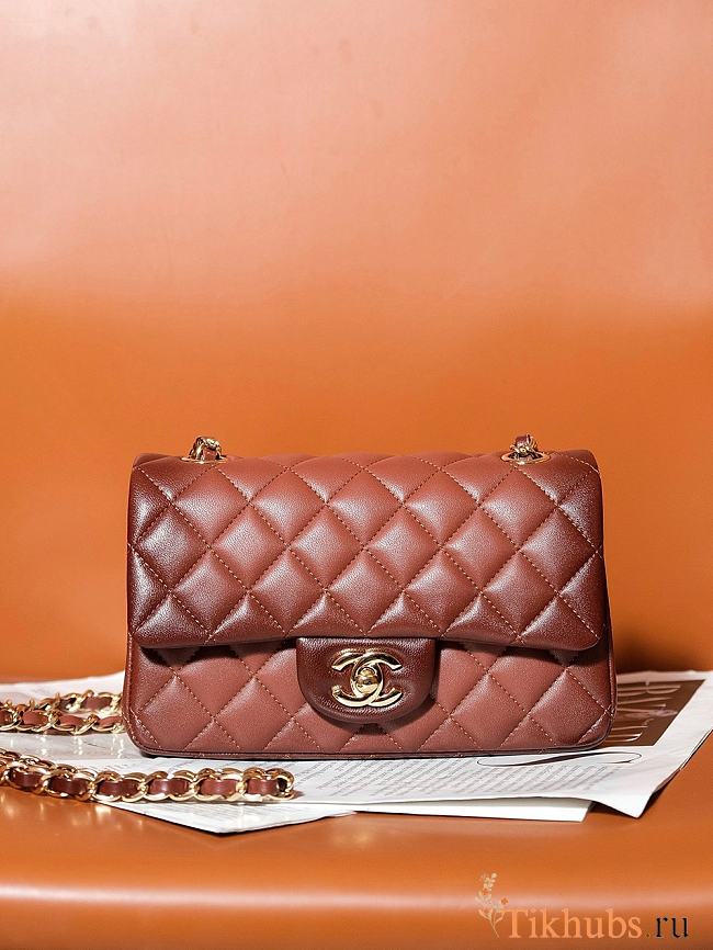 Chanel Classic 11.12 Flap Bag Lambskin Gold Brown 20cm - 1