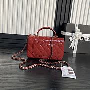 Chanel Top Handle Flap Bag Red Patent 20x9x13cm - 6