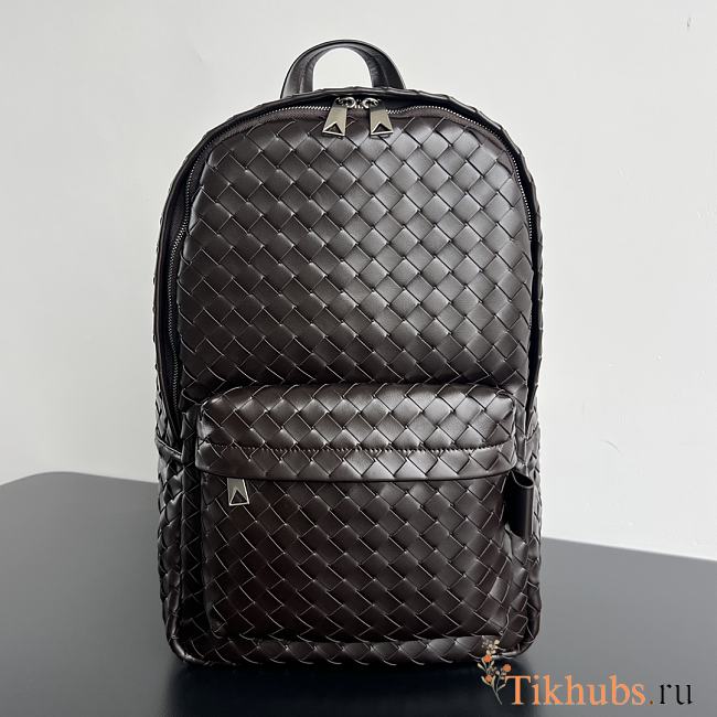 Bottega Veneta Calfskin Intrecciato Backpack Brown 46x30x14cm - 1