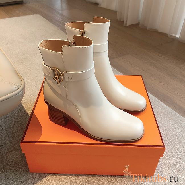 Hermes Jill 60 Ankle Boot White - 1