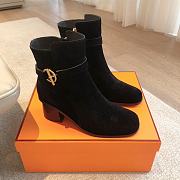 Hermes Jill 60 Ankle Boot Black Suede - 1