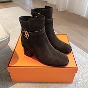 Hermes Jill 60 Ankle Boot Dark Brown Suede - 1