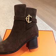 Hermes Jill 60 Ankle Boot Dark Brown Suede - 4