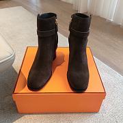 Hermes Jill 60 Ankle Boot Dark Brown Suede - 3