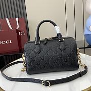 Gucci GG Emblem Small Top Handle Bag Black 25.5x16x14cm - 1