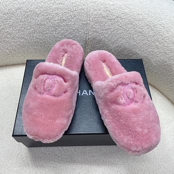 Chanel Pink Fur Slides