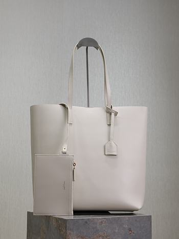 YSL Shopping Tote Bag Leather White 32.5x35x10.5cm