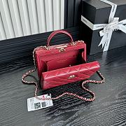 Chanel Small Box Bag Lambskin Gold Red 18x12.5x6.5cm - 3