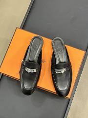 Hermes Black Silver Mules - 1