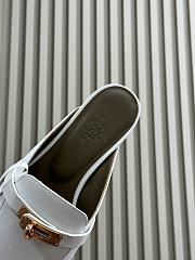 Hermes White Gold Mules - 3