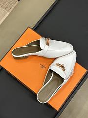 Hermes White Gold Mules - 2