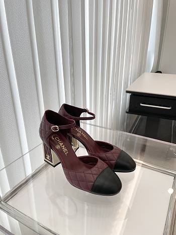 Chanel Red Wine Heel Sandal 7.5cm