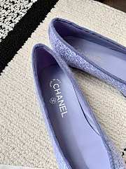 Chanel Ballerina Purple Tweed Black Flat - 4