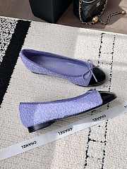 Chanel Ballerina Purple Tweed Black Flat - 3