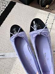 Chanel Ballerina Purple Tweed Black Flat - 2