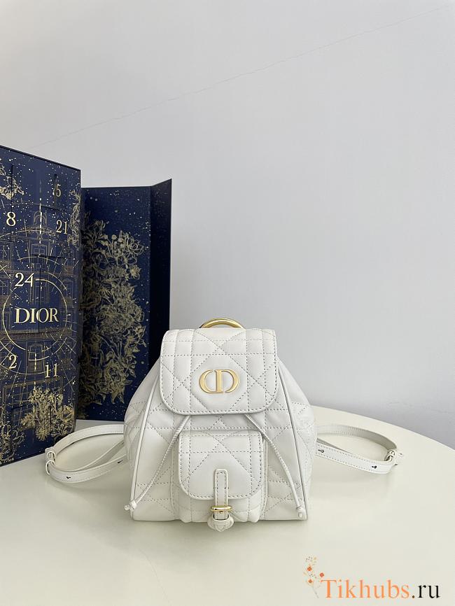 Dior Small Caro Backpack White Lambskin 19.5 x 18.5 x 8.5 cm - 1