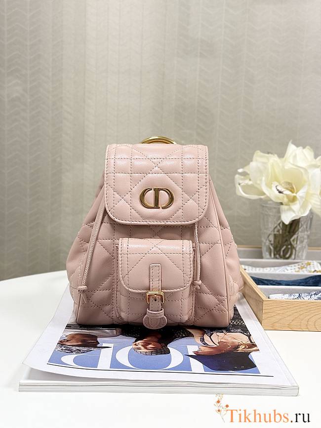 Dior Small Caro Backpack Pink Lambskin 19.5 x 18.5 x 8.5 cm - 1