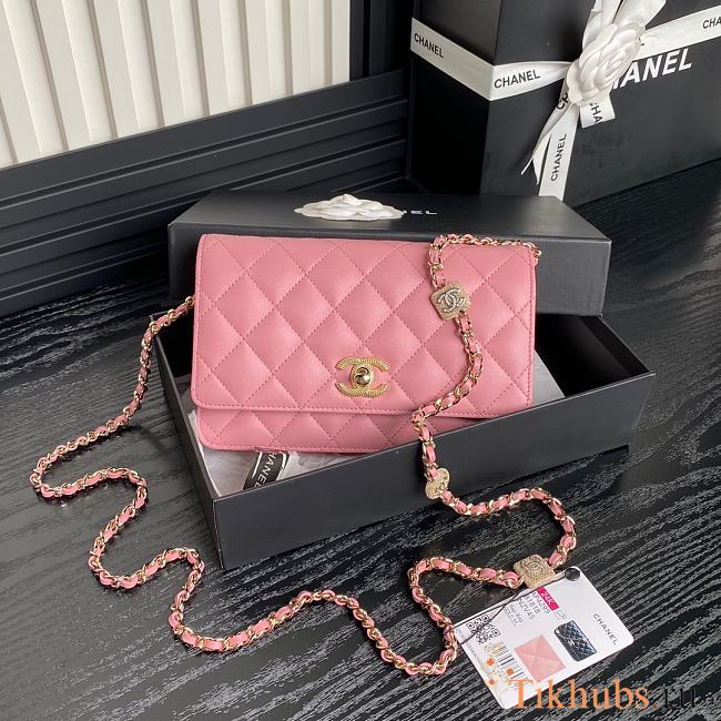 Chanel Wallet Chain Woc Pink Lambskin 19cm - 1