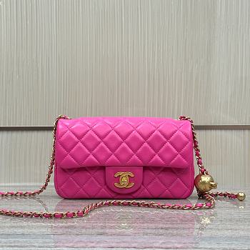 Chanel Flap Bag Neon Pink Bell 20x13x7cm