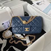 Chanel Flap Bag Blue Flower Gold Lambskin 20x13x7cm - 1